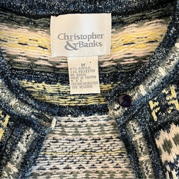 Christopher & Banks Knit Fair Isle Nordic Retro Cardigan - Size Medium - Picture 9 of 10